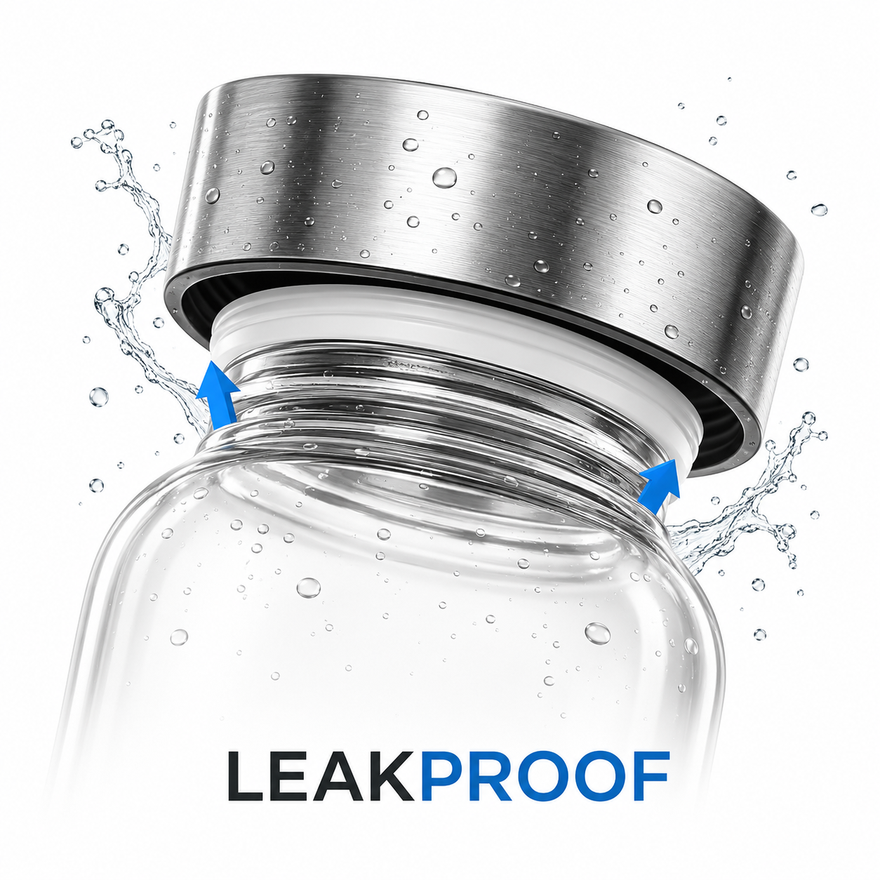 Leakproof Glass Water Bottle with Stainless Steel Lid