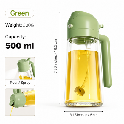 Premium Glass Oil Dispenser Bottle with Spray & Pourer