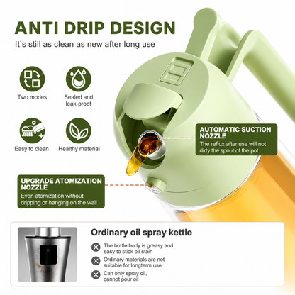 Premium Glass Oil Dispenser Bottle with Spray & Pourer