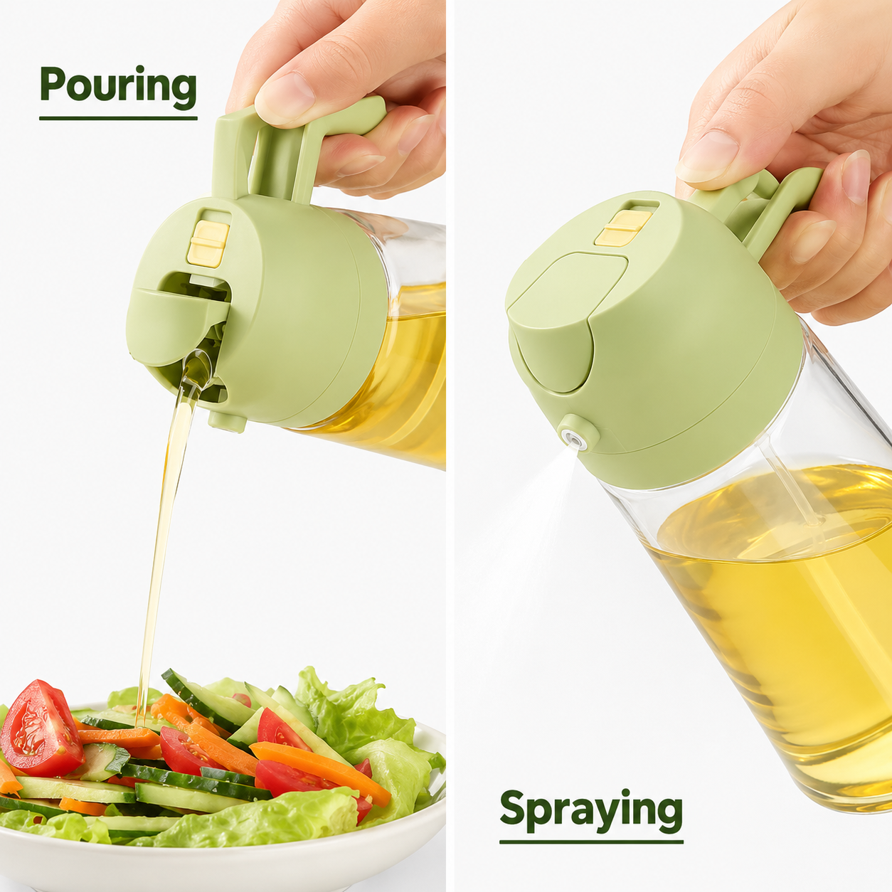 Premium Glass Oil Dispenser Bottle with Spray & Pourer
