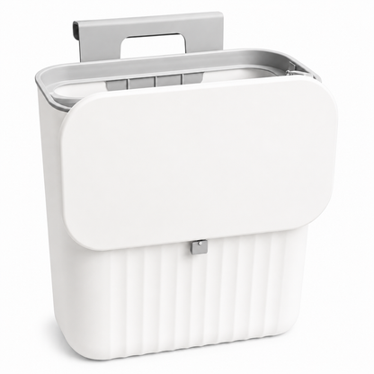 Hanging Kitchen Trash Can with Lid– Cabinet Door Hanging Garbage Bin, Double-Sided Open Flip Lid, Wall Mounted Kitchen Waste Bin, Under Sink Storage Trash Bucket