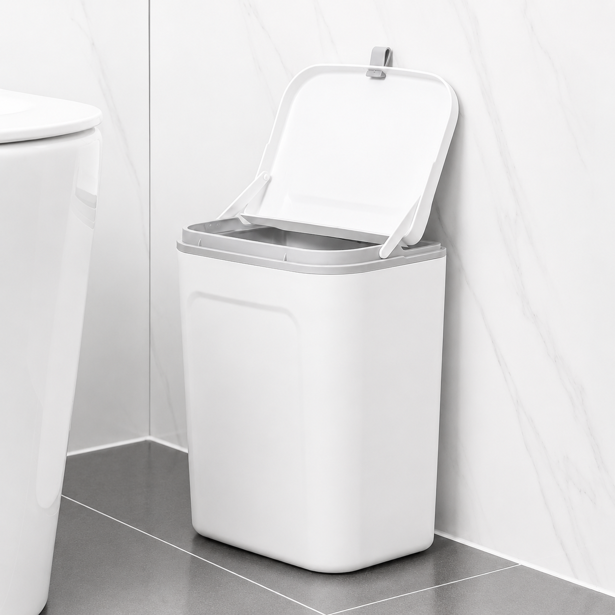 Hanging Kitchen Trash Can with Lid– Cabinet Door Hanging Garbage Bin, Double-Sided Open Flip Lid, Wall Mounted Kitchen Waste Bin, Under Sink Storage Trash Bucket