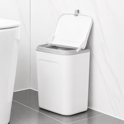 Hanging Kitchen Trash Can with Lid– Cabinet Door Hanging Garbage Bin, Double-Sided Open Flip Lid, Wall Mounted Kitchen Waste Bin, Under Sink Storage Trash Bucket