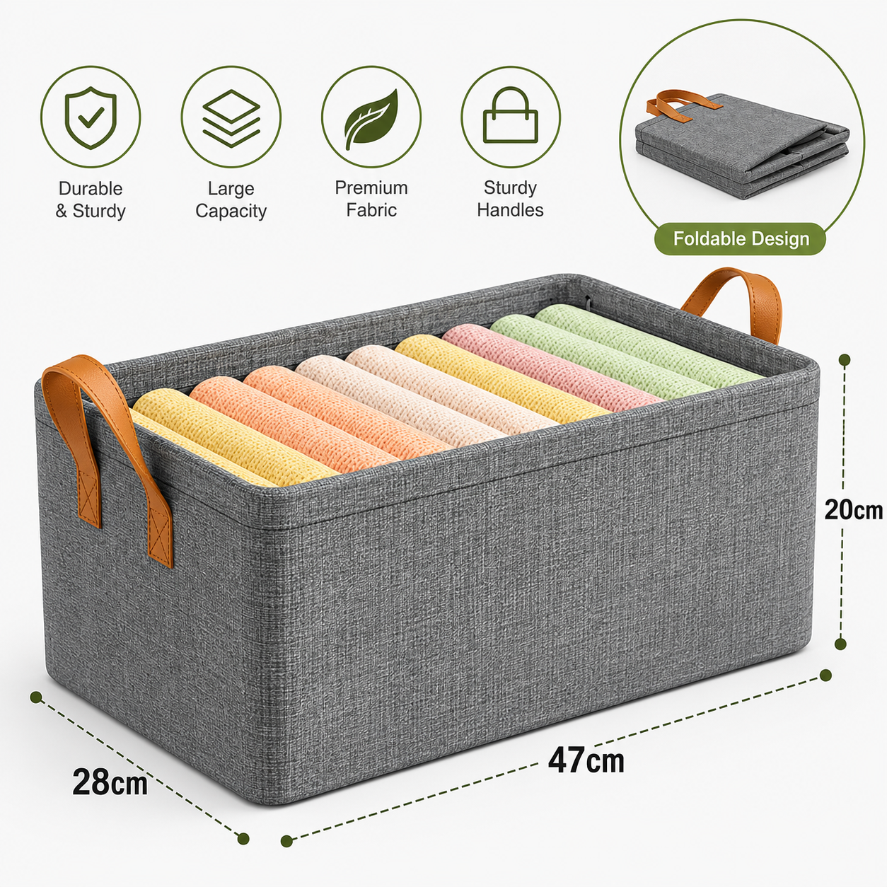 Foldable Fabric Storage Organizer Basket (Pack of 4)