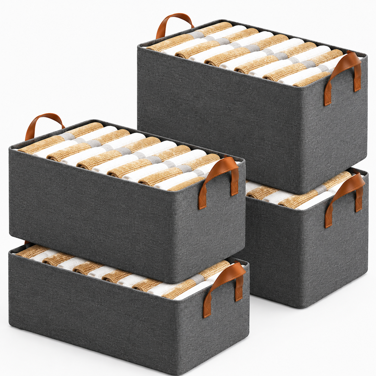 Foldable Fabric Storage Organizer Basket (Pack of 4)