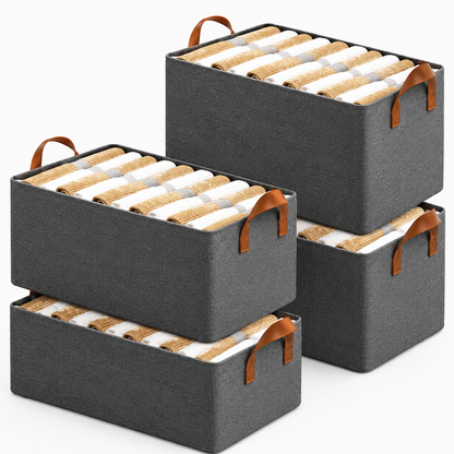 Foldable Fabric Storage Organizer Basket (Pack of 4)