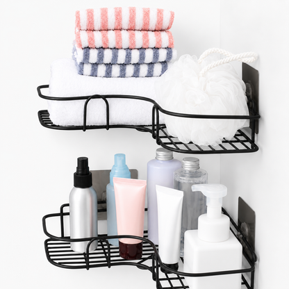 Self-Adhesive Corner Bathroom Shelf | No-Drill Rust-Proof Shower Organizer