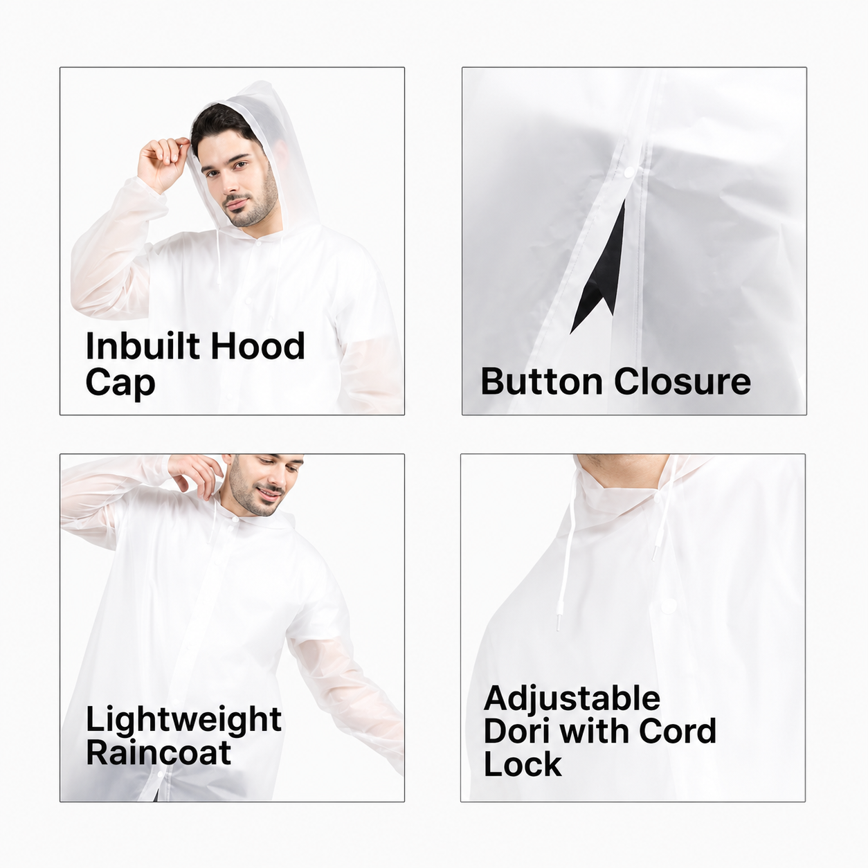 Waterproof Hooded Raincoat for Men & Women | Reusable Lightweight Transparent Rain Poncho | Full-Length Rain Protection for Travel, Bike Riding & Outdoor Use