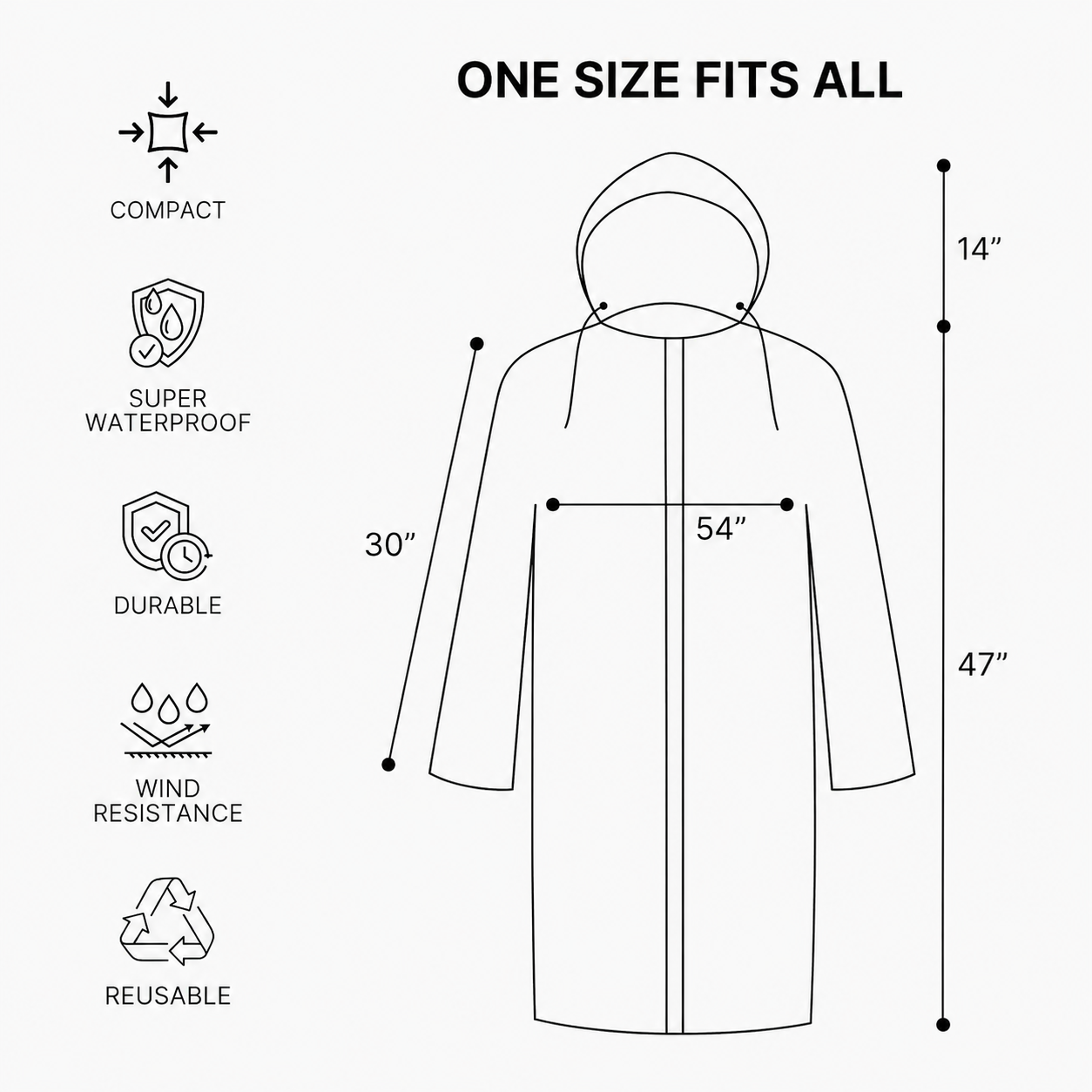 Waterproof Hooded Raincoat for Men & Women | Reusable Lightweight Transparent Rain Poncho | Full-Length Rain Protection for Travel, Bike Riding & Outdoor Use