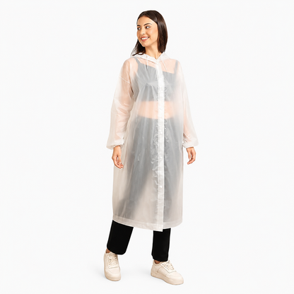 Waterproof Hooded Raincoat for Men & Women | Reusable Lightweight Transparent Rain Poncho | Full-Length Rain Protection for Travel, Bike Riding & Outdoor Use