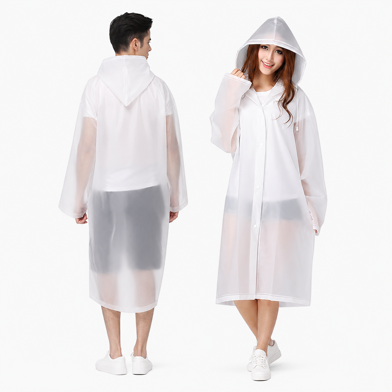 Waterproof Hooded Raincoat for Men & Women | Reusable Lightweight Transparent Rain Poncho | Full-Length Rain Protection for Travel, Bike Riding & Outdoor Use
