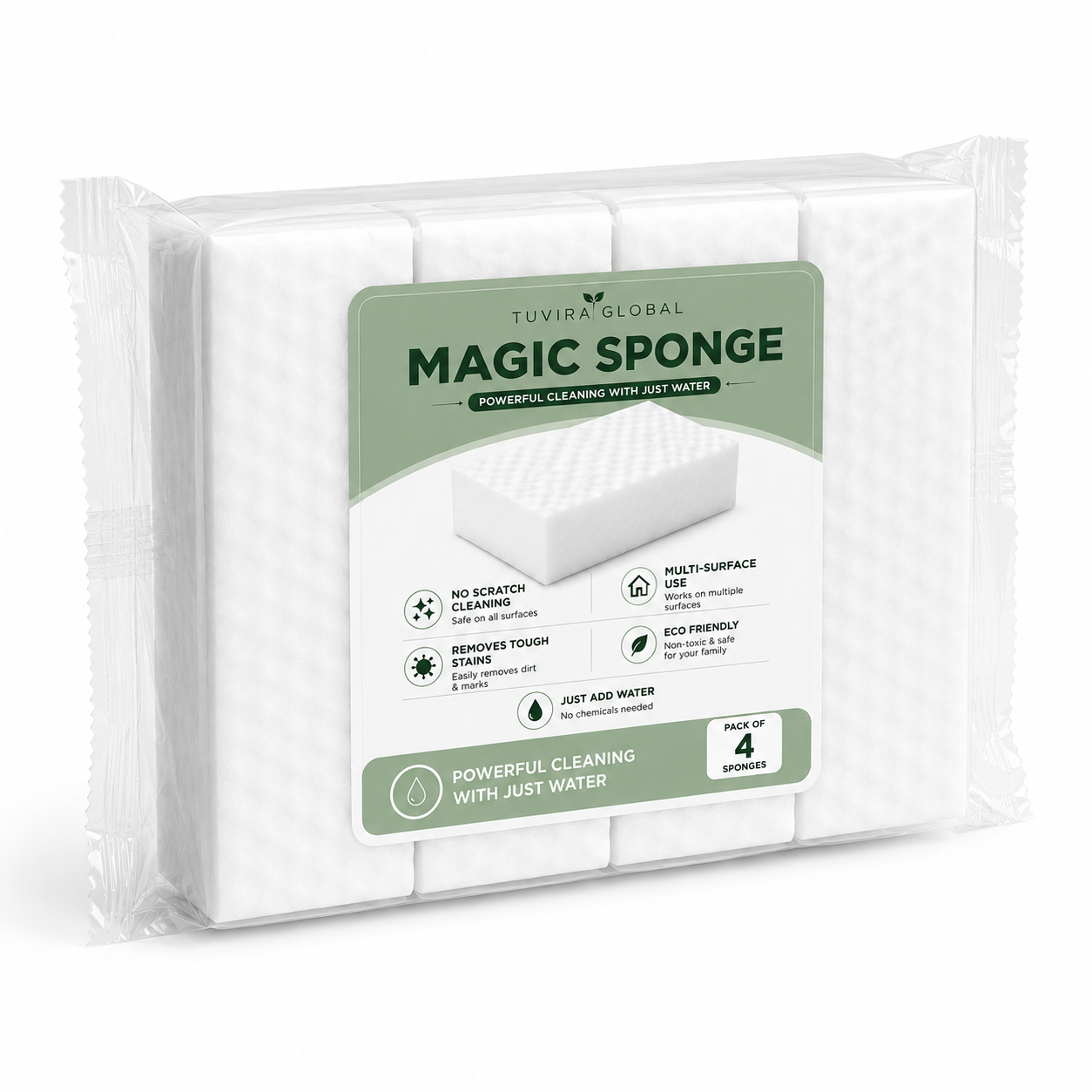 Magic Eraser | Pack of 4 | No Scratch Multi-Surface Cleaning Sponge