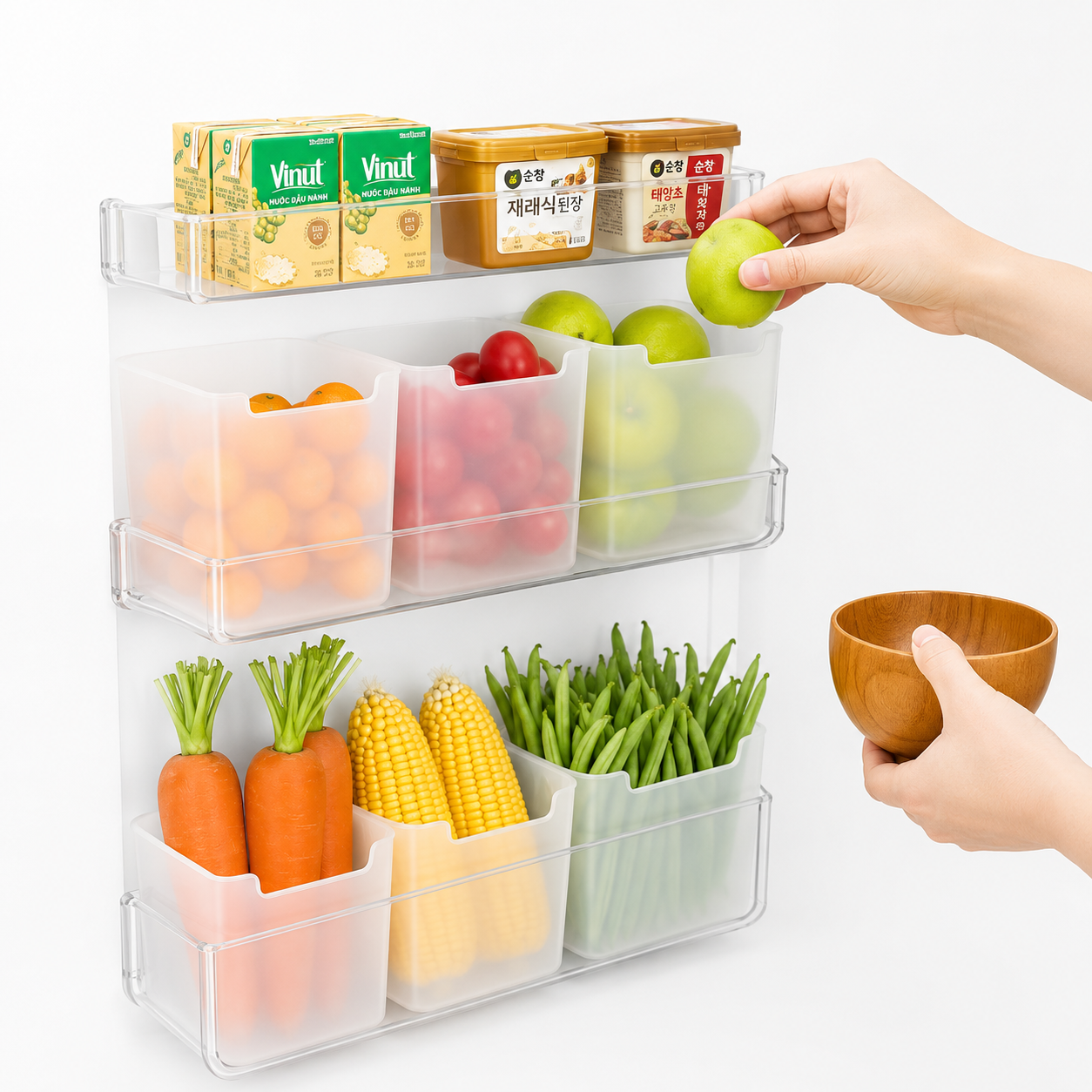 Vegetable Storage Containers for Refrigerator & Kitchen Pantry (Set of 6)