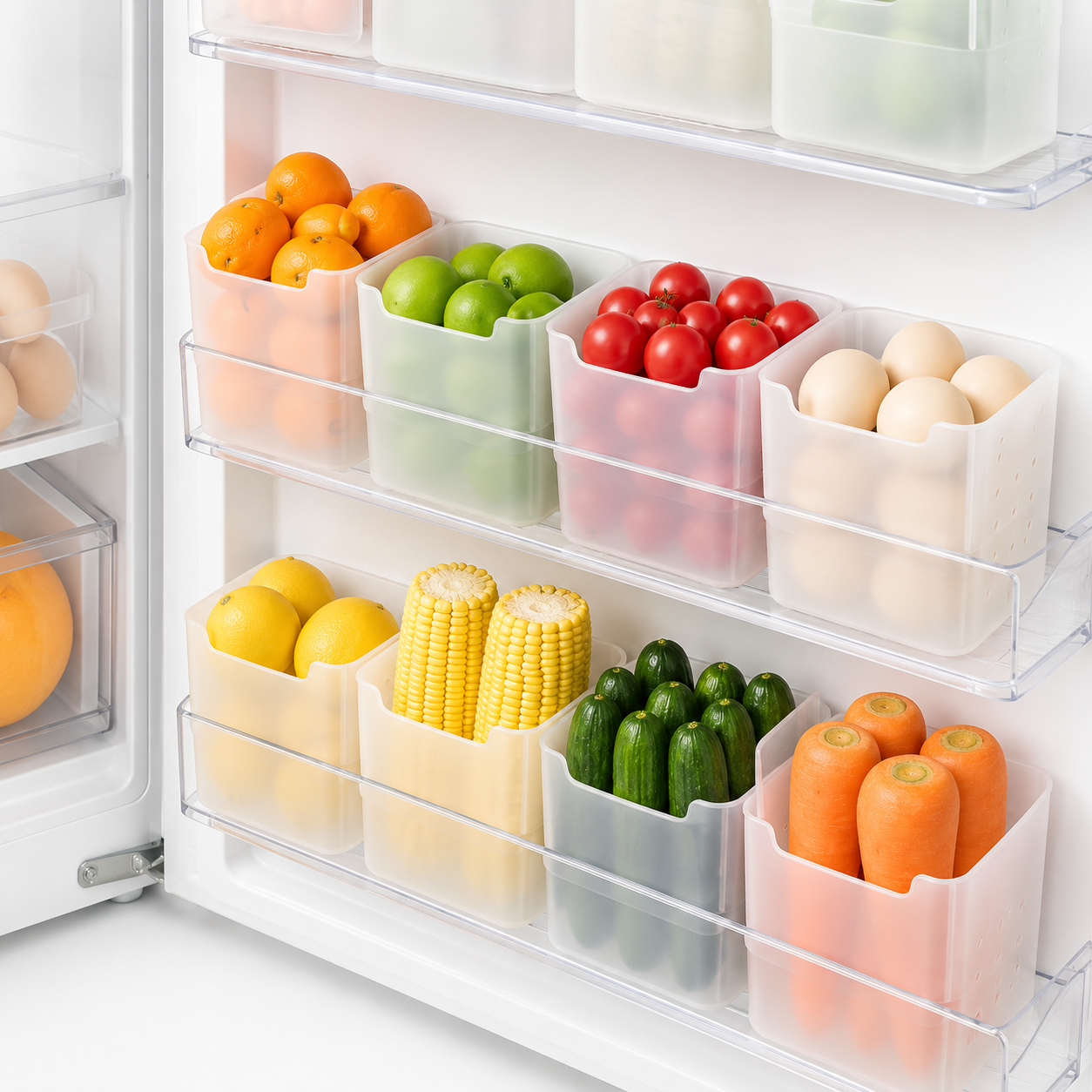 Vegetable Storage Containers for Refrigerator & Kitchen Pantry (Set of 6)
