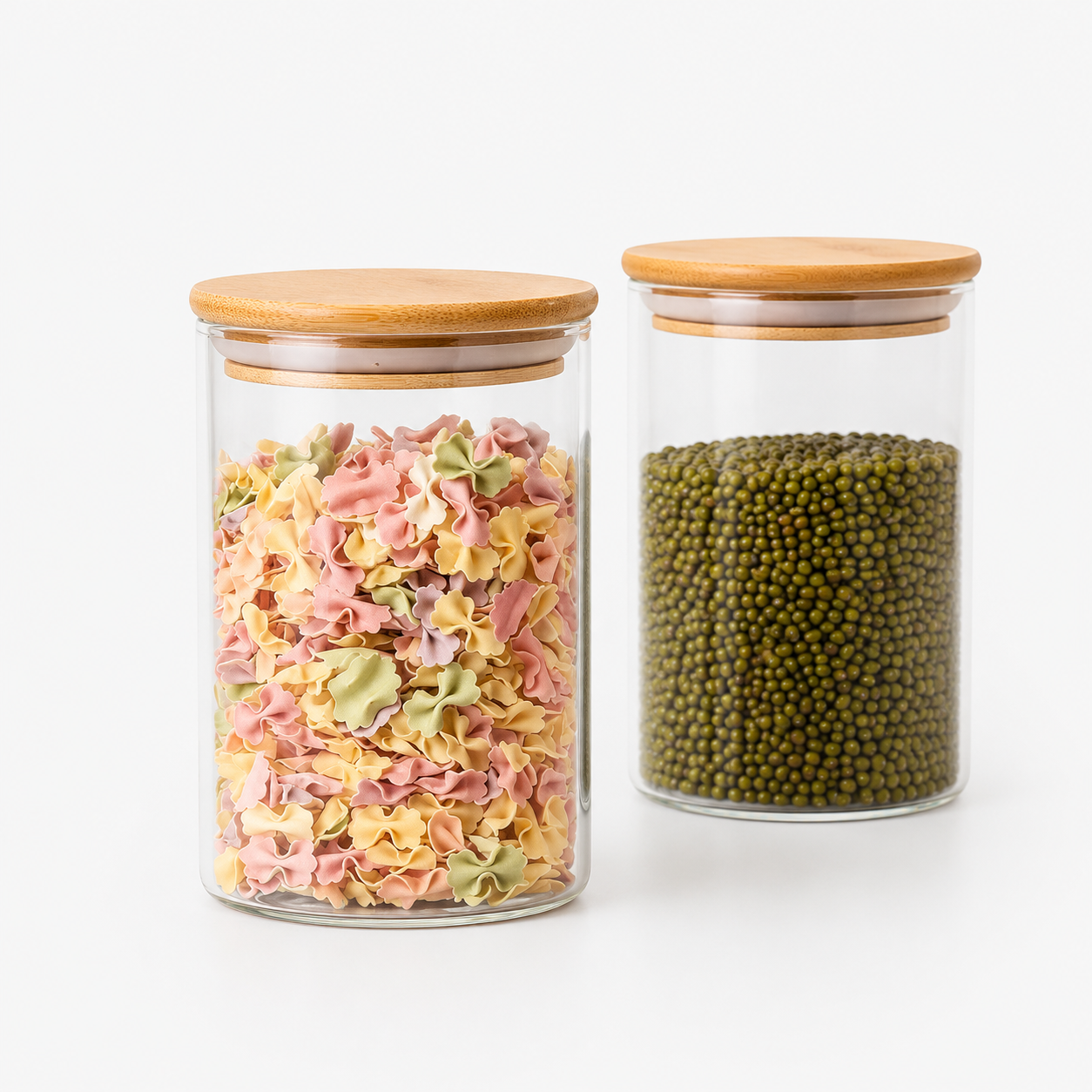 Airtight Glass Storage Jars with Bamboo Lids (Set of 6)