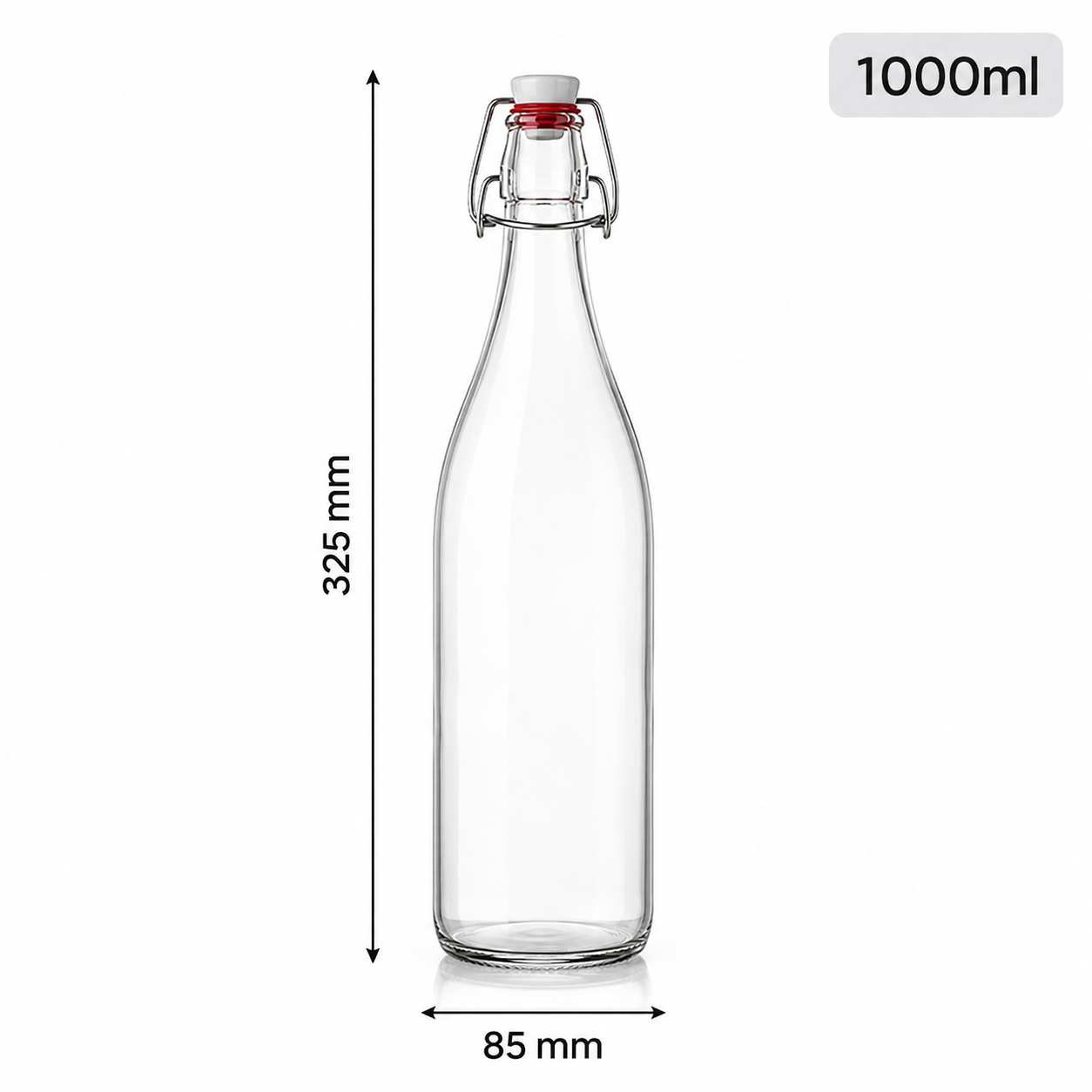 Tuvira Global Premium Glass Water Bottle with Airtight Flip-Top Lid (1000ML)