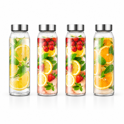 Leakproof Glass Water Bottle with Stainless Steel Lid