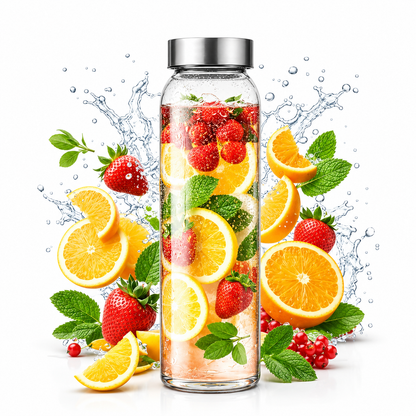 Leakproof Glass Water Bottle with Stainless Steel Lid