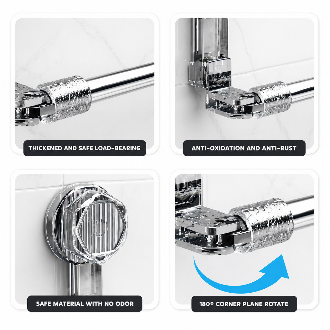 Adjustable Suction Cup Towel Holder Bar | No Drill Stainless Steel Towel Rack for Bathroom & Kitchen
