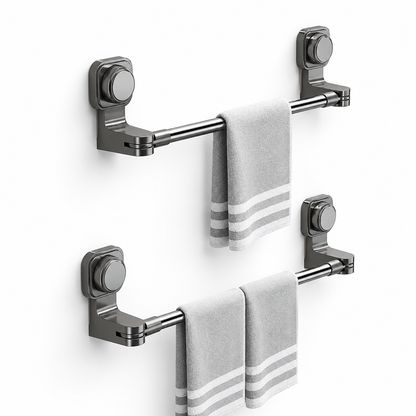 Adjustable Suction Cup Towel Holder Bar | No Drill Stainless Steel Towel Rack for Bathroom & Kitchen