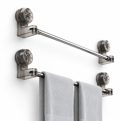 Adjustable Suction Cup Towel Holder Bar | No Drill Stainless Steel Towel Rack for Bathroom & Kitchen