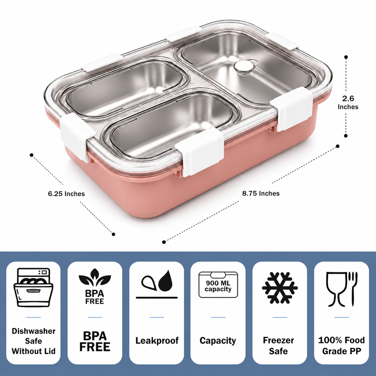 Premium 3-Compartment Bento Lunch Box