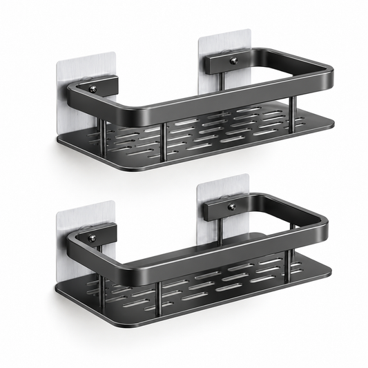 Self Adhesive Bathroom Shelf for Wall Shelf Organizer Wall Mounted Bathroom Shelves Rack Holder Stand for Bathroom Accessories Organiser Without Drill (Multi, Pack of 2)
