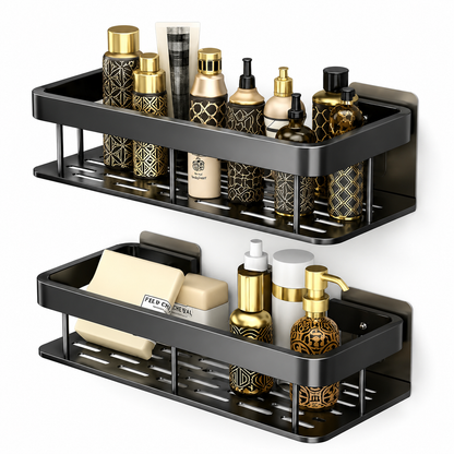 Self Adhesive Bathroom Shelf for Wall Shelf Organizer Wall Mounted Bathroom Shelves Rack Holder Stand for Bathroom Accessories Organiser Without Drill (Multi, Pack of 2)