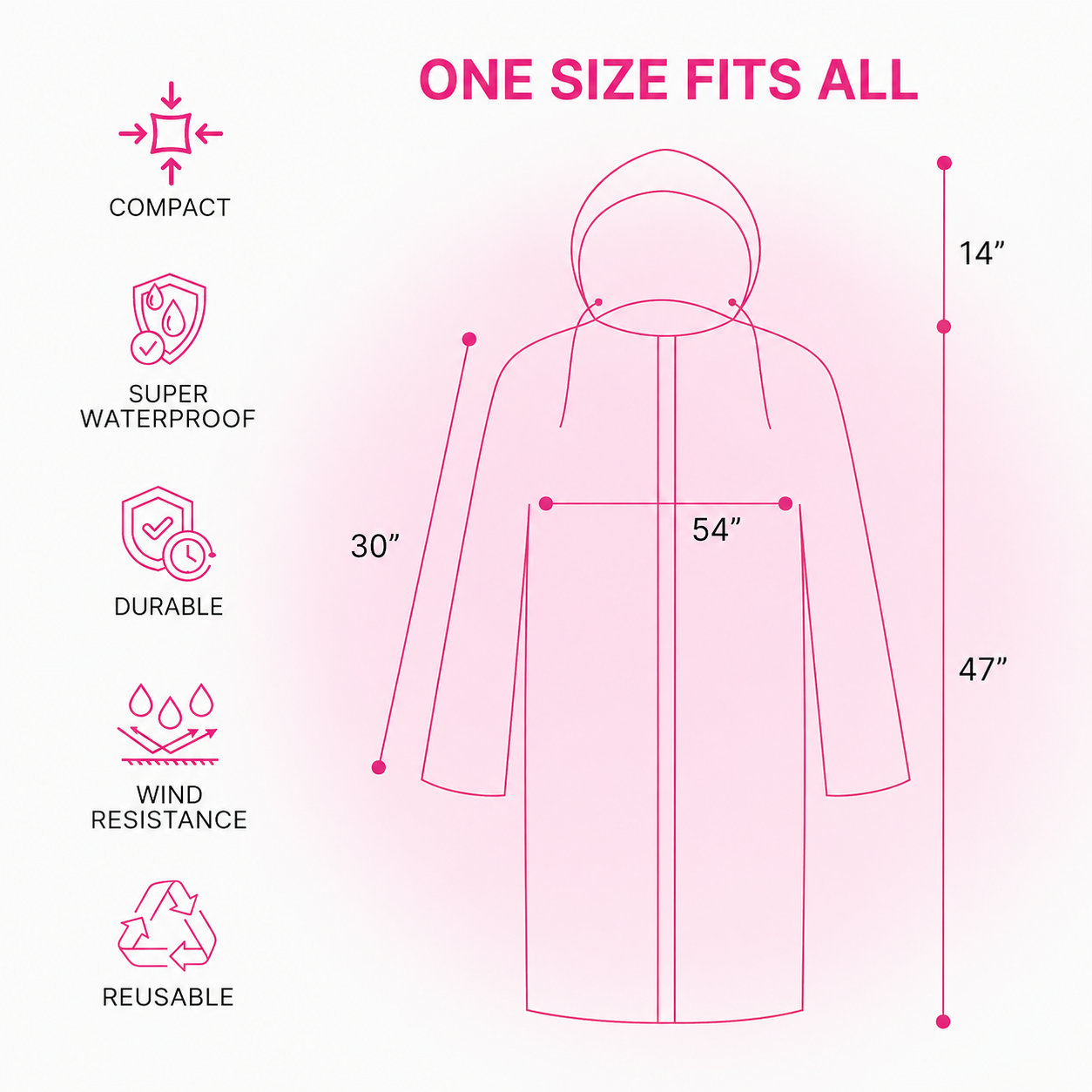 Waterproof Hooded Raincoat for Men & Women | Reusable Lightweight Transparent Rain Poncho | Full-Length Rain Protection for Travel, Bike Riding & Outdoor Use