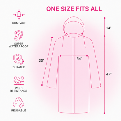 Waterproof Hooded Raincoat for Men & Women | Reusable Lightweight Transparent Rain Poncho | Full-Length Rain Protection for Travel, Bike Riding & Outdoor Use