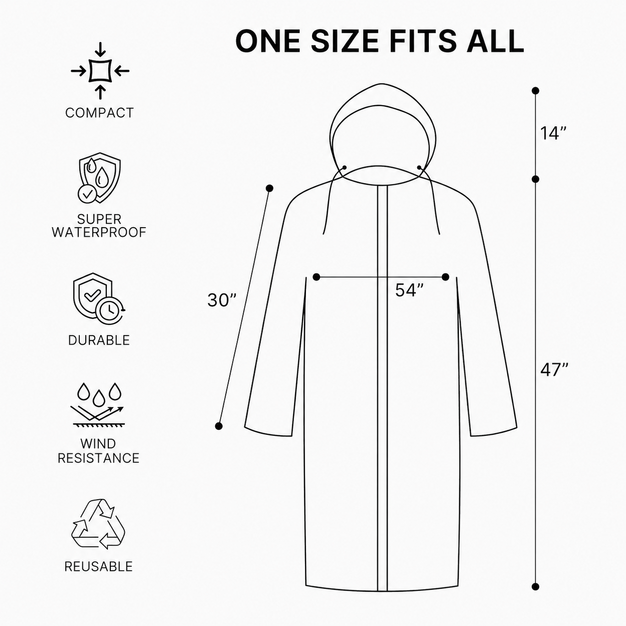 Waterproof Hooded Raincoat for Men & Women | Reusable Lightweight Transparent Rain Poncho | Full-Length Rain Protection for Travel, Bike Riding & Outdoor Use