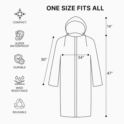 Waterproof Hooded Raincoat for Men & Women | Reusable Lightweight Transparent Rain Poncho | Full-Length Rain Protection for Travel, Bike Riding & Outdoor Use