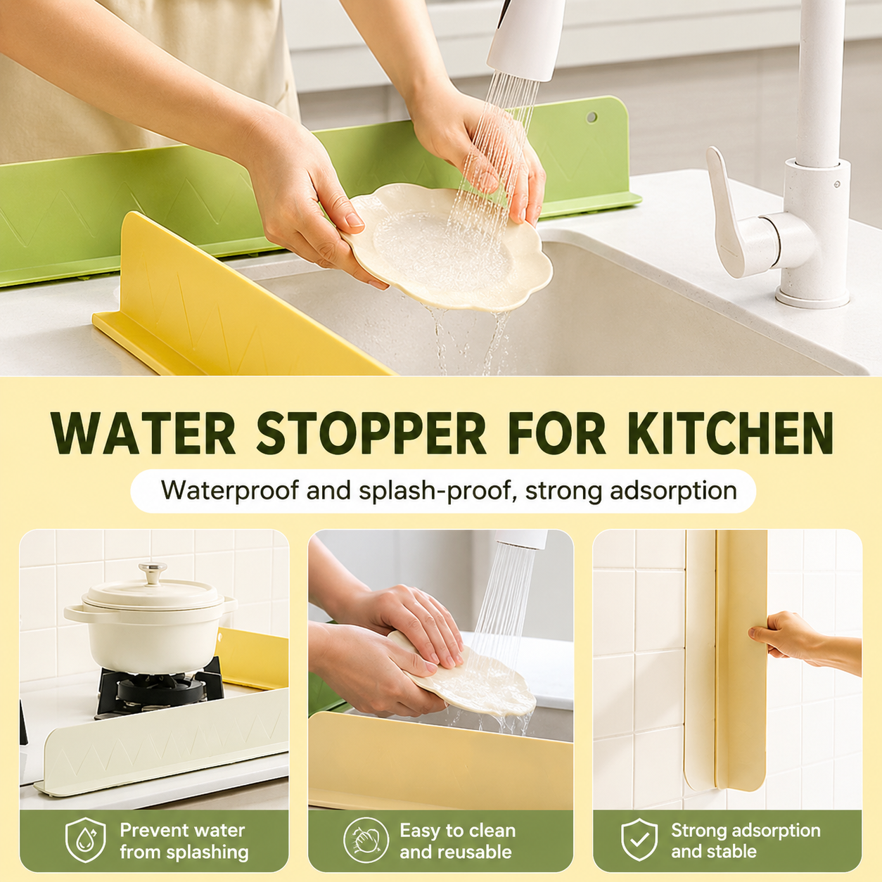 Premium Silicone Sink Splash Guard – Water Splash Barrier for Kitchen Counter | 48 cm | Pack of 2