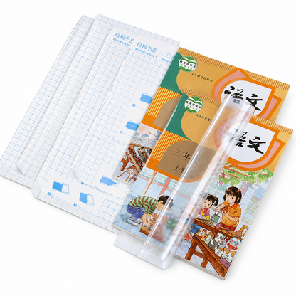 Transparent Self-Adhesive Book Cover Set (Pack of 30 Sheets – 10 Each Size)