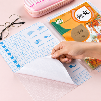 Transparent Self-Adhesive Book Cover Set (Pack of 30 Sheets – 10 Each Size)