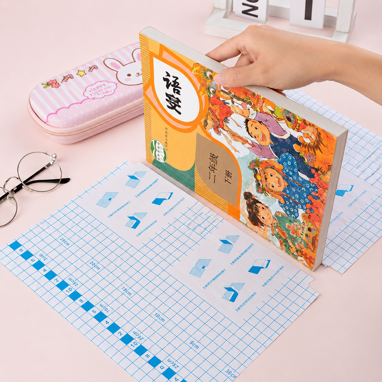 Transparent Self-Adhesive Book Cover Set (Pack of 30 Sheets – 10 Each Size)