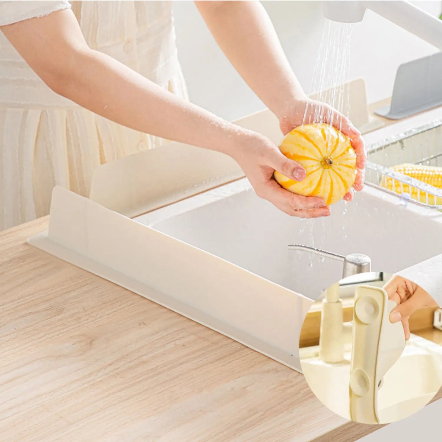 Modern Design Silicone Suction Cup Water Barrier Kitchen Sink Splash Guard for Wash Basin