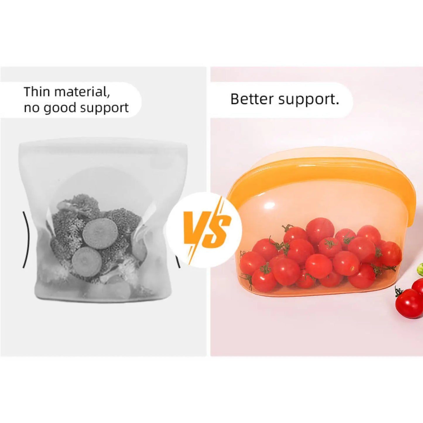 Reusable Silicone Food Storage Bags with Leakproof Airtight Seal