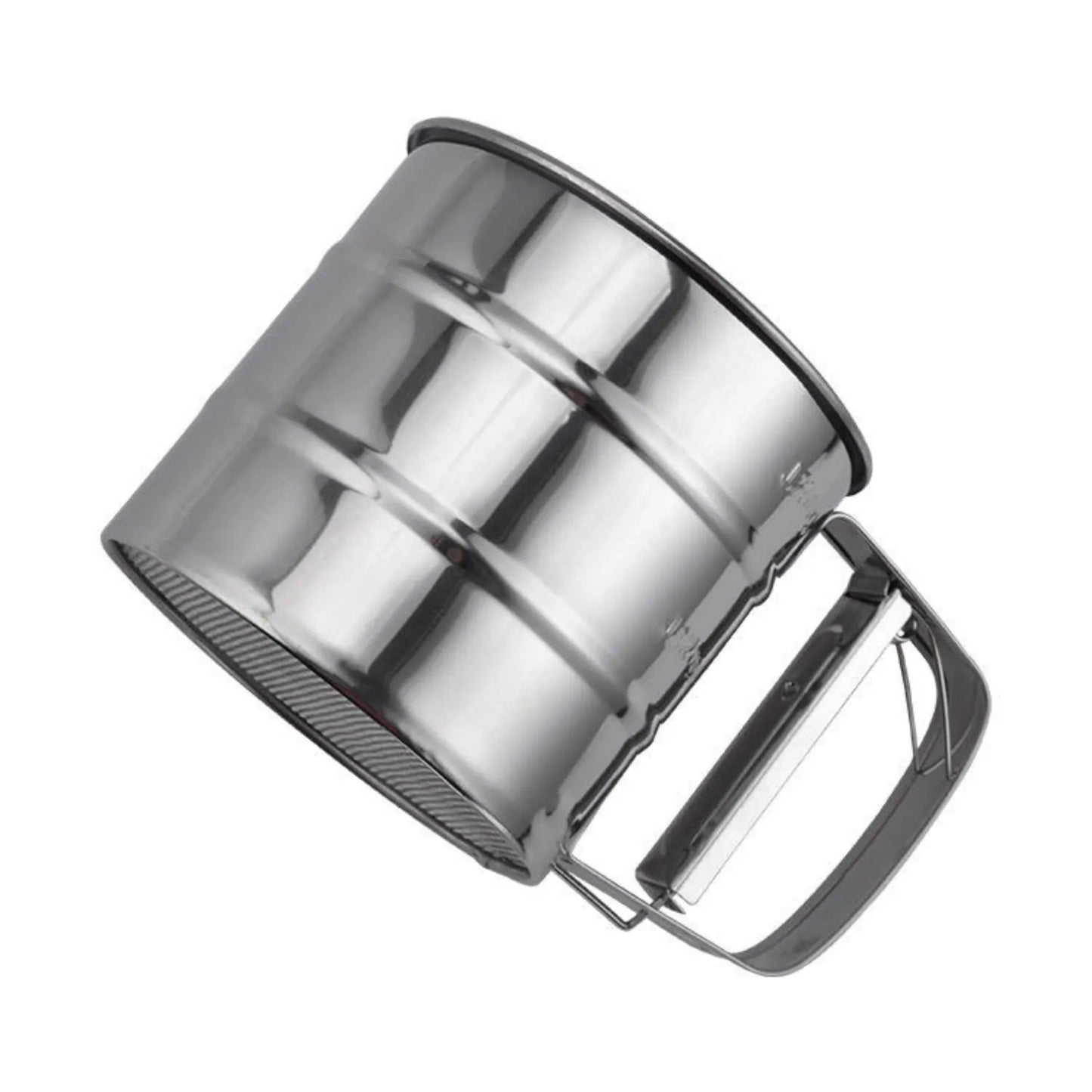 Stainless Steel Flour Sifter with Hand Crank Double Mesh Fine Sieve for Baking Atta Maida Sugar Cocoa Powder Kitchen Tool