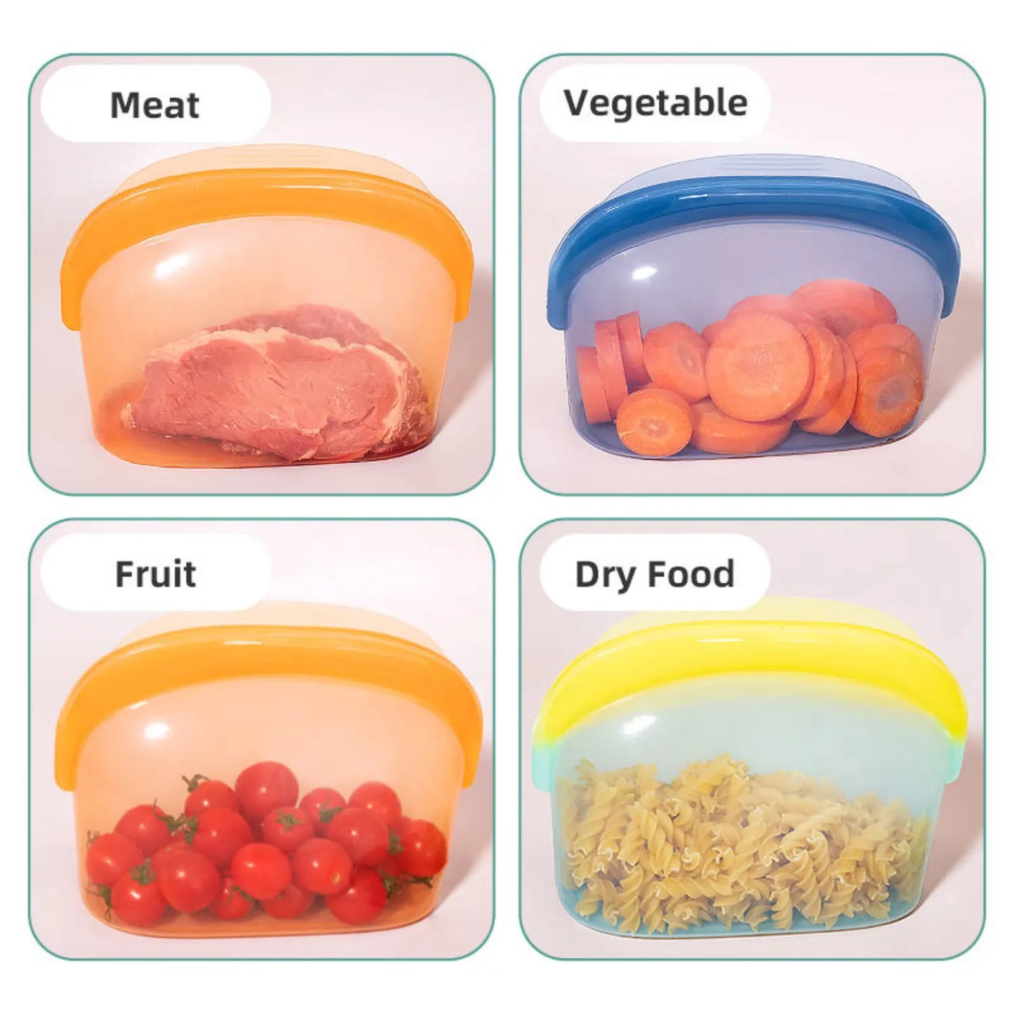 Reusable Silicone Food Storage Bags with Leakproof Airtight Seal
