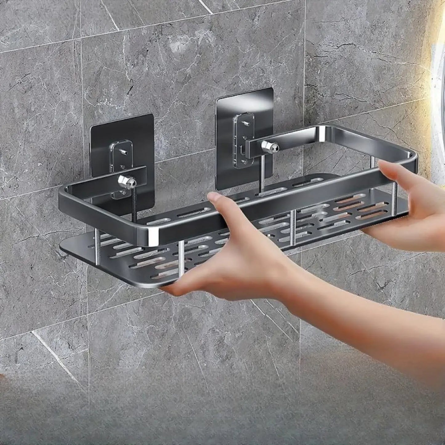 Hallstatt Self Adhesive Bathroom Shelf for Wall Shelf Organizer Wall Mounted Bathroom Shelves Rack Holder Stand for Bathroom Accessories Organiser Without Drill (Multi, Pack of 2)