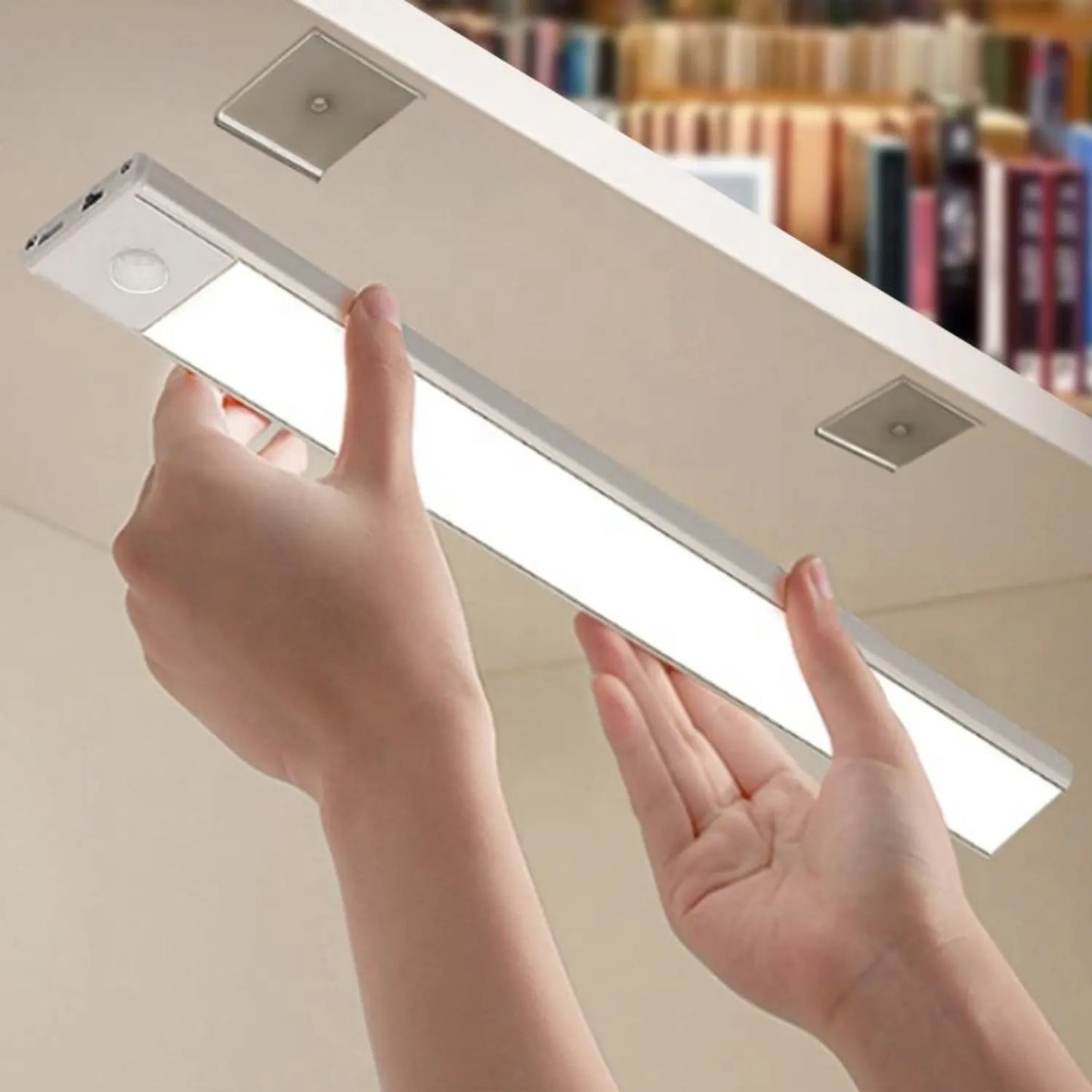 FLYNGO Motion Sensor Under Cabinet LED Light, 3 Color Modes Wireless Rechargeable Closet Light with Stepless Dimming for Under Counter, Kitchen, Cabinet, Wardrobe, Bedroom, Cupboard (30 CM)