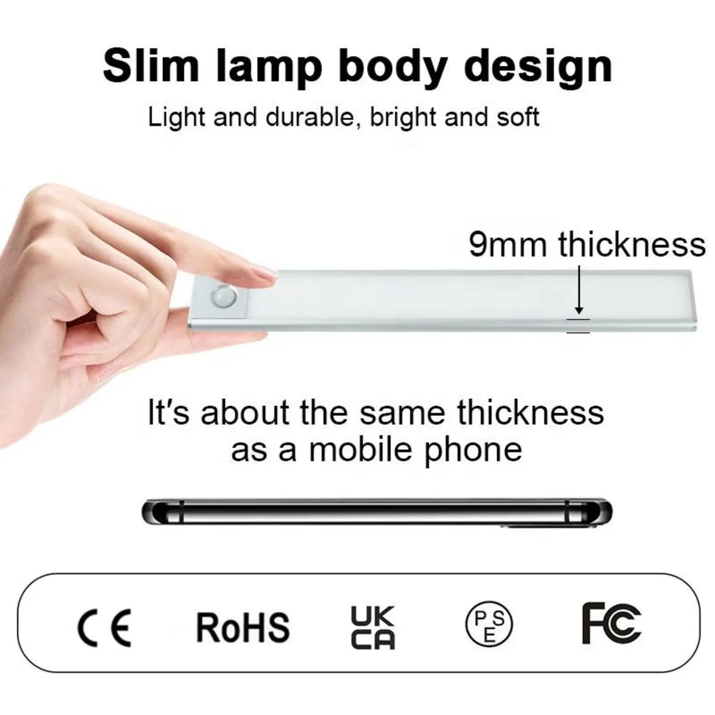 FLYNGO Motion Sensor Under Cabinet LED Light, 3 Color Modes Wireless Rechargeable Closet Light with Stepless Dimming for Under Counter, Kitchen, Cabinet, Wardrobe, Bedroom, Cupboard (30 CM)