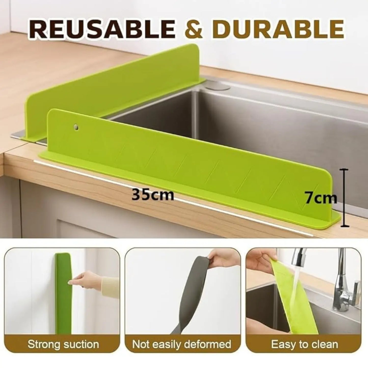 Modern Design Silicone Suction Cup Water Barrier Kitchen Sink Splash Guard for Wash Basin
