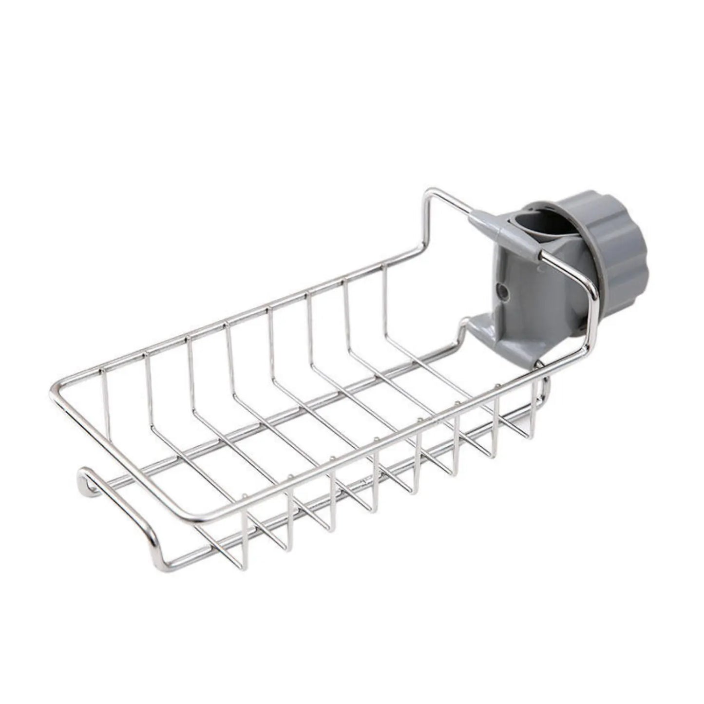 Kitchen Sink Sponge Holder – Over Faucet Stainless Steel Caddy for Soap, Brushes & Scrubbers – No Suction or Drilling Needed