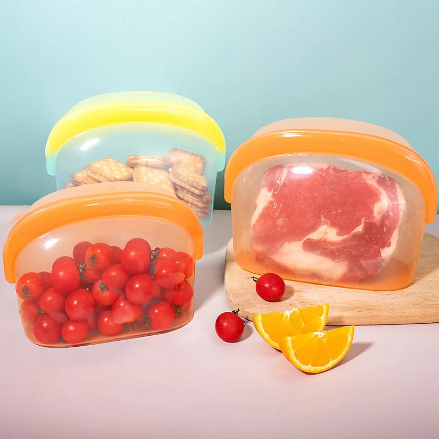 Reusable Silicone Food Storage Bags with Leakproof Airtight Seal